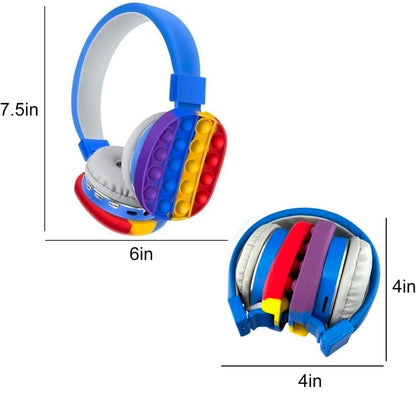 Wireless Bluetooth Headphones Silicone Fidget Bubble Pop Built-in Mic On-Ear Stereo Headset for Smartphone Tablet Computer