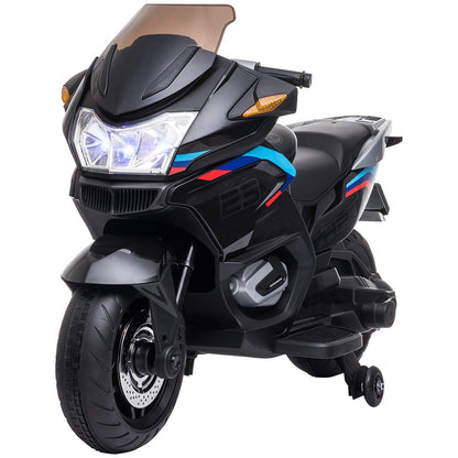 Electric Kids Motorcycle with Sound Effects, Lights, and Engine Design – Black