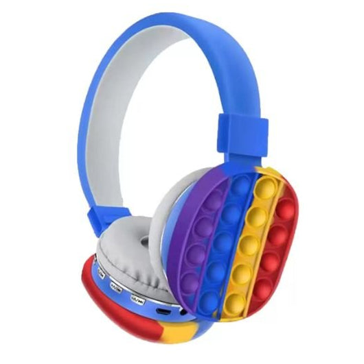 Wireless Bluetooth Headphones Silicone Fidget Bubble Pop Built-in Mic On-Ear Stereo Headset for Smartphone Tablet Computer